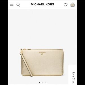 NWT Michael Kors Gold pebbled leather wristlet